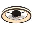 Fekete modern mennyezeti ventilátor műanyagból, Klaaske, 30W, melegfehértől hidegfehérig állítható LED, távirányítóval