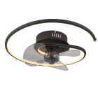 Fekete dizájnú mennyezeti ventilátor fémből, Lein, 30W, meleg fehértől hideg fehérig állítható LED, távirányítóval