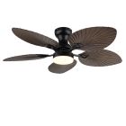 Barna rusztikus mennyezeti ventilátor fémből, Naduah, 22W, fehér LED kapcsoló, távirányítóval