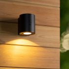 Fekete alumínium napelemes kültéri fali lámpa, Perth, 1 W, 3000 K LED, IP65