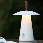 Fehér alumínium újratölthető kültéri asztali lámpa, La Donna, 2 W, 2700 K LED, IP54, kapcsolóval