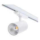 Fehér 3 fázisú sínrendszerű alumínium spotlámpa, Rozina, 10W/20W/30W, fehér kapcsolóüzemű LED