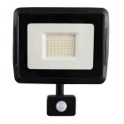 Alumínium reflektor érzékelővel fekete, Miro, 50 W, 3000 K LED, IP65