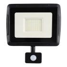 Alumínium reflektor érzékelővel fekete, Miro, 50 W, 6000 K LED, IP65