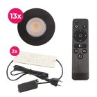 Alumínium terasz beépíthető spotlámpa fekete, Dico, 3 W, 2700 K LED, IP65, távirányítóval
