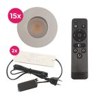 Alumínium terasz beépíthető spotlámpa króm, Dico, 3 W, 2700 K LED, IP65, távirányítóval