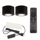 Alumínium terasz felületre szerelt spotlámpa fekete, Vasso, 6 W, 2700 K LED, IP44, távirányítóval