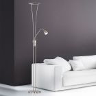 Nikkel fém állólámpa, Stijn, 20 W, 3000 K LED, kapcsolóval
