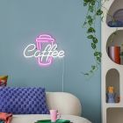 Átlátszó műanyag fali lámpa, Coffee, 5 W, rózsaszín LED, kapcsolóval