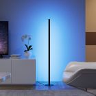 Fekete fém állólámpa, Giliam, 11 W, RGB LED, távirányítóval