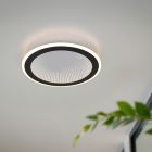 Fekete fém mennyezeti lámpa, Gunda, 21,5 W, melegtől hidegig állítható fehér LED, távirányítóval