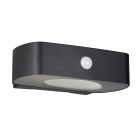 Fekete műanyag napelemes kültéri fali lámpa, Pytsje, 6 W, 4000 K LED, IP44, kapcsolóval