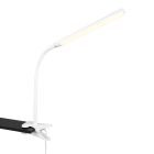 Fehér műanyag csiptetős lámpa, Rommert, 5 W, melegtől hidegig állítható fehér LED, kosketushimmentimellä
