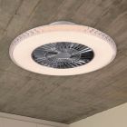 Króm mennyezeti ventilátor, Damon, 40 W, melegfehértől hidegfehérig állítható LED, távirányítóval