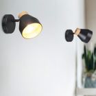 Fekete fém fali spot lámpa, Riette, kapcsolóval