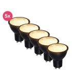 5 darabos fekete, szabályozható fényerejű GU10 LED spotlámpa Antonie, 5 Watt, 2700K (Meleg fehér)