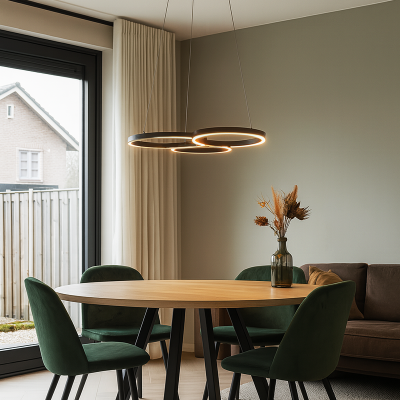 Design függőlámpa fekete, Thalia, 36 W, 2700 K LED, 3 fokozatban szabályozható