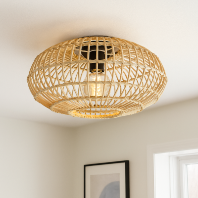 Rattan plafon lámpa barna, Emilio