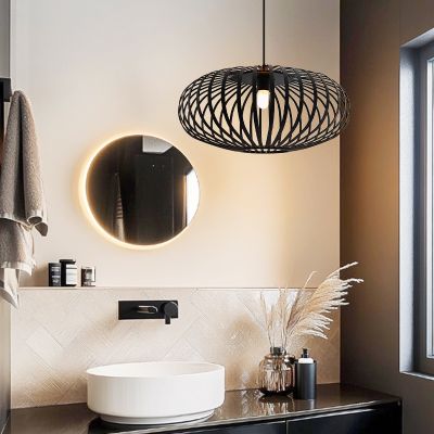 Modern fürdőszobai függőlámpa fekete, Lieve, IP44