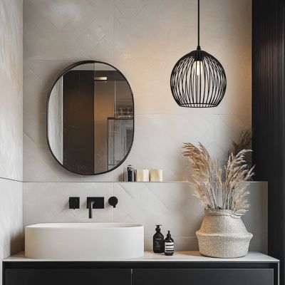 Modern fürdőszobai függőlámpa fekete, Wiro, IP44