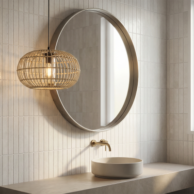 Rattan fürdőszobai függőlámpa barna, Emilio, IP44