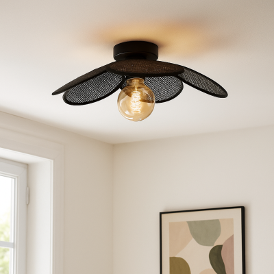 Rattan mennyezeti lámpa fekete, Rowen