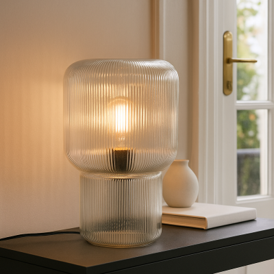 Design asztali lámpa átlátszó, Chelsea, kapcsolóval