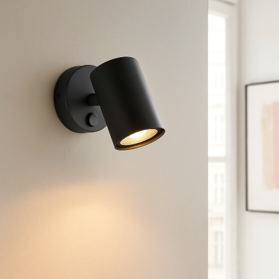 Retro fali spot lámpa fekete, Elena, kapcsolóval