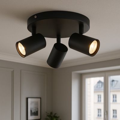 Retro mennyezeti spot lámpa fekete, Elena