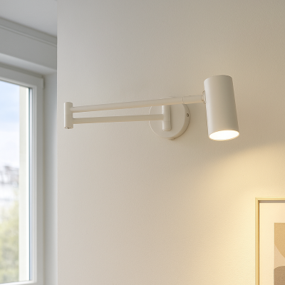 Retro fali spot lámpa fehér, Elena, kapcsolóval