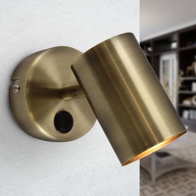 Retro fali lámpa bronz, Elena, kapcsolóval