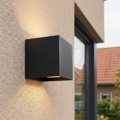 Retro fel le fali lámpa fekete, Dion, 6 W, dim to warm LED, IP65