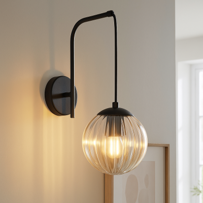 Klasszikus fali lámpa borostyán, Rifka, kapcsolóval