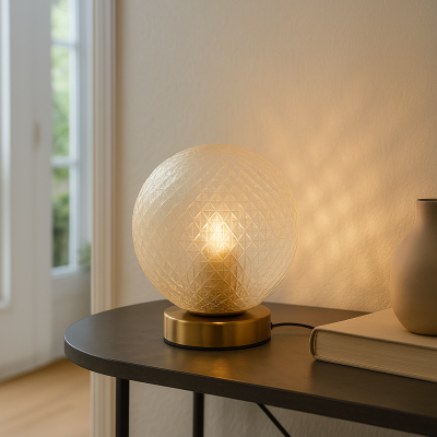 Klasszikus asztali lámpa átlátszó, Johnson, kapcsolóval