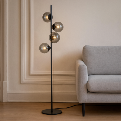 Design állólámpa szürke, Remo, kapcsolóval