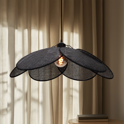 Rattan függőlámpa fekete, Rowen