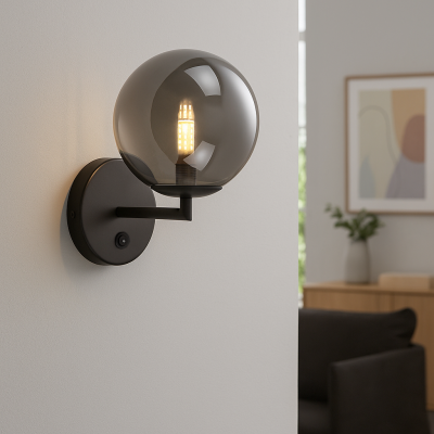 Design fali lámpa szürke, Remo, kapcsolóval