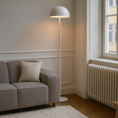 Klasszikus állólámpa fehér, Douwe, 4 W, dim to warm LED, kosketushimmentimellä