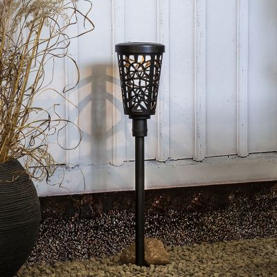Műanyag napelemes földbe szúrható lámpa fekete, Amresh, 0 W, 3000 K LED, IP44