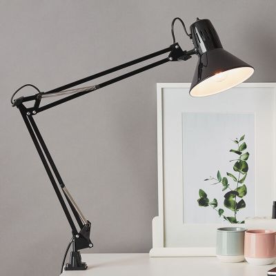 Fém csiptetős spot lámpa fekete, Katharina, kapcsolóval