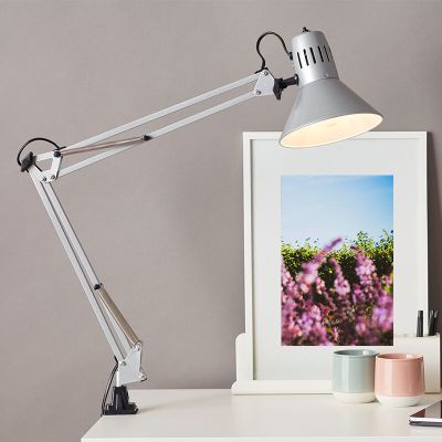 Fém csiptetős spot lámpa szürke, Katharina, kapcsolóval