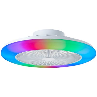 Modern mennyezeti ventilátor fehér színben, Sofieke, 40W, RGBW LED, távirányítóval