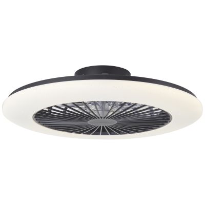 Modern mennyezeti ventilátor fekete színben, Salerno, 48W, RGBW LED, távirányítóval