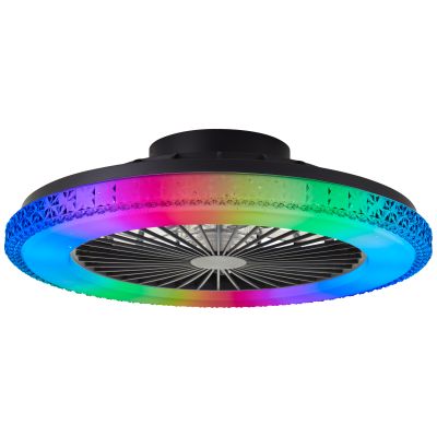 Modern mennyezeti ventilátor fekete, Baki, 40W, RGBW LED, távirányítóval