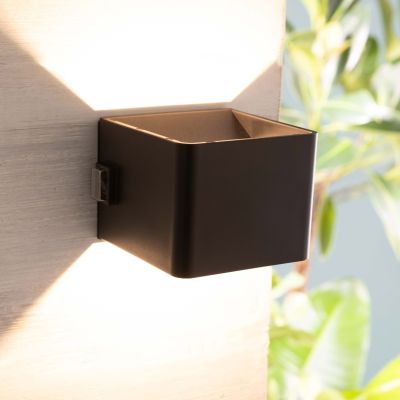 Retro újratölthető fali lámpa fekete, Puck, 4 W, 3000 K LED, IP44