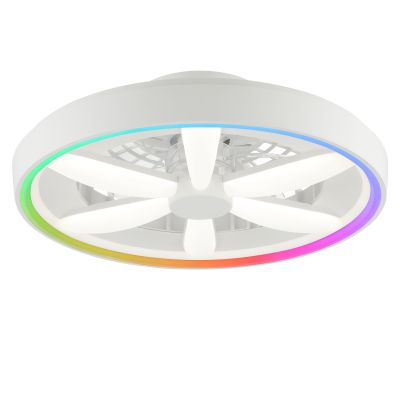 Műanyag mennyezeti ventilátor fehér, Roos, 48 W, RGBW LED, távirányítóval
