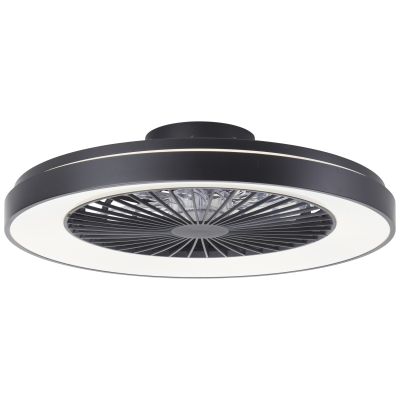 Modern mennyezeti ventilátor fekete színben, Palmero, 40W, RGBW LED, távirányítóval