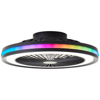 Modern mennyezeti ventilátor fekete színben, Stefanus, 40W, RGBW LED, távirányítóval