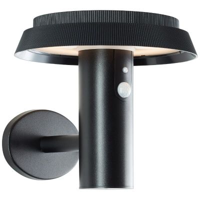 Fém napelemes kültéri fali lámpa fekete, Ridvan, 4 W, 3000 K LED, IP44