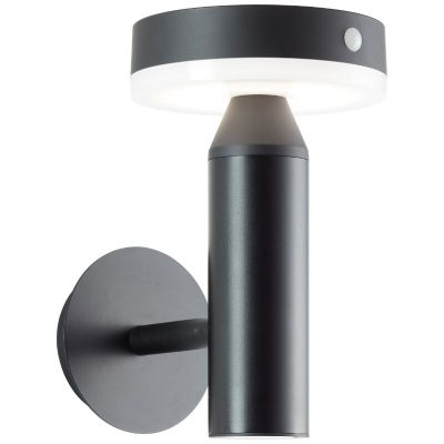 Fém napelemes kültéri fali lámpa fekete, Kubilay, 3 W, 4000 K LED, IP44